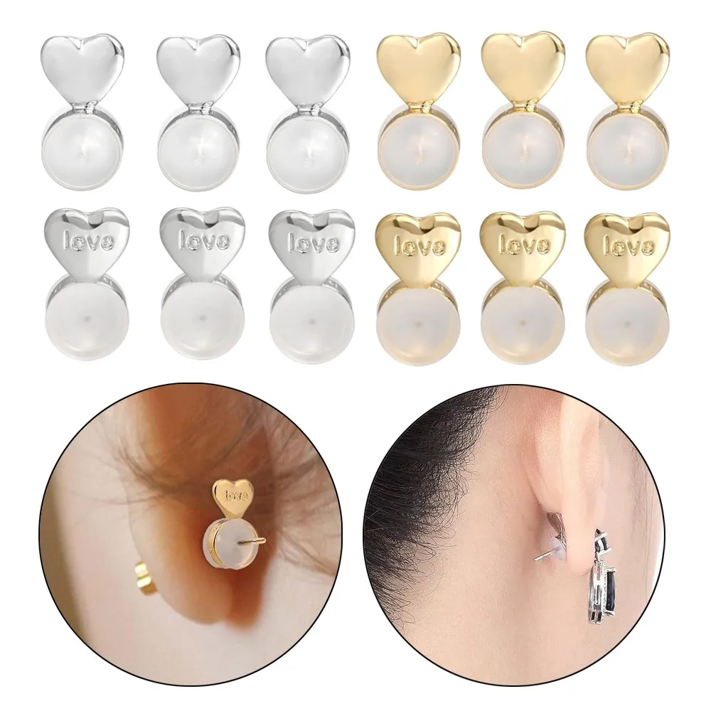 

10Pcs/Lot Silicone Heart Love Earrings Lifters Backs Adjustable Ear Lobe Support For DIY Jewelry Findings Accessories Supplies