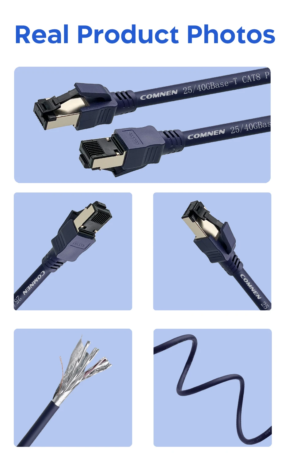 Patchtek Cat8 Lan 40G RJ45 Ethernet Cable Networking 0.2M-20M SSTP 28AWG Twisted pairs 2000Mhz Internet Lan Cord for Laptops PS