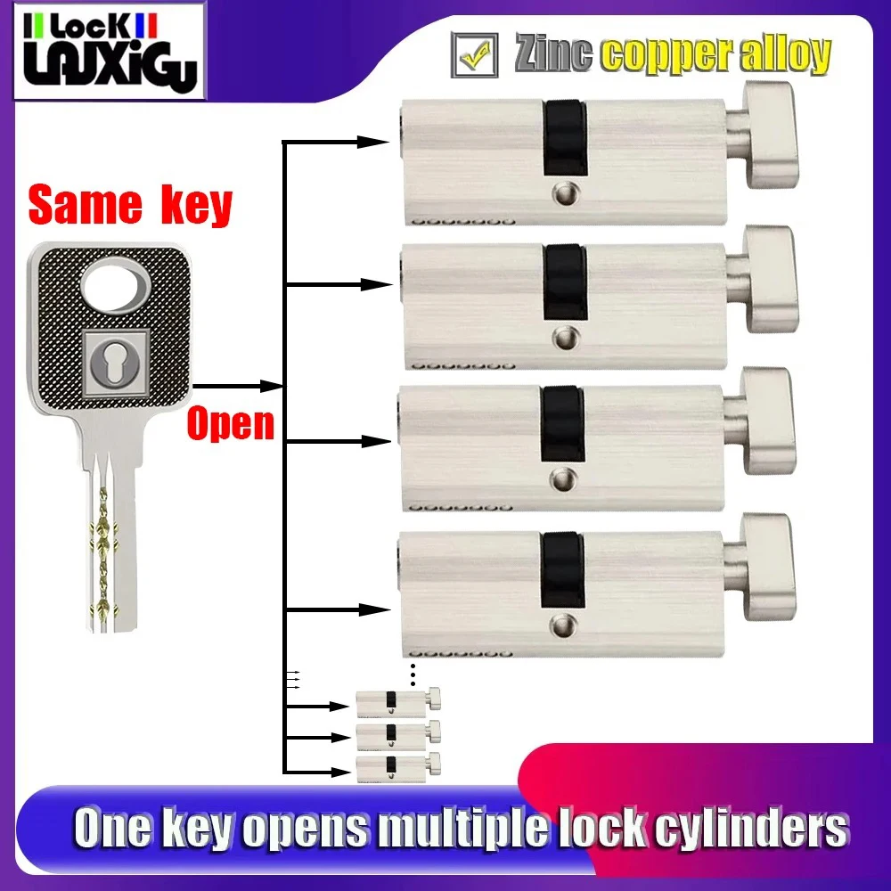 ปรับแต่งกุญแจ 1 ดอกเพื่อปลดล็อคกระบอกล็อคทั้งหมด 70 มม. และ 80 มม. กระบอกล็อคลูกบิด ล็อคประตูทางเข้า ประตูกระบอก กุญแจเดียวกัน 1