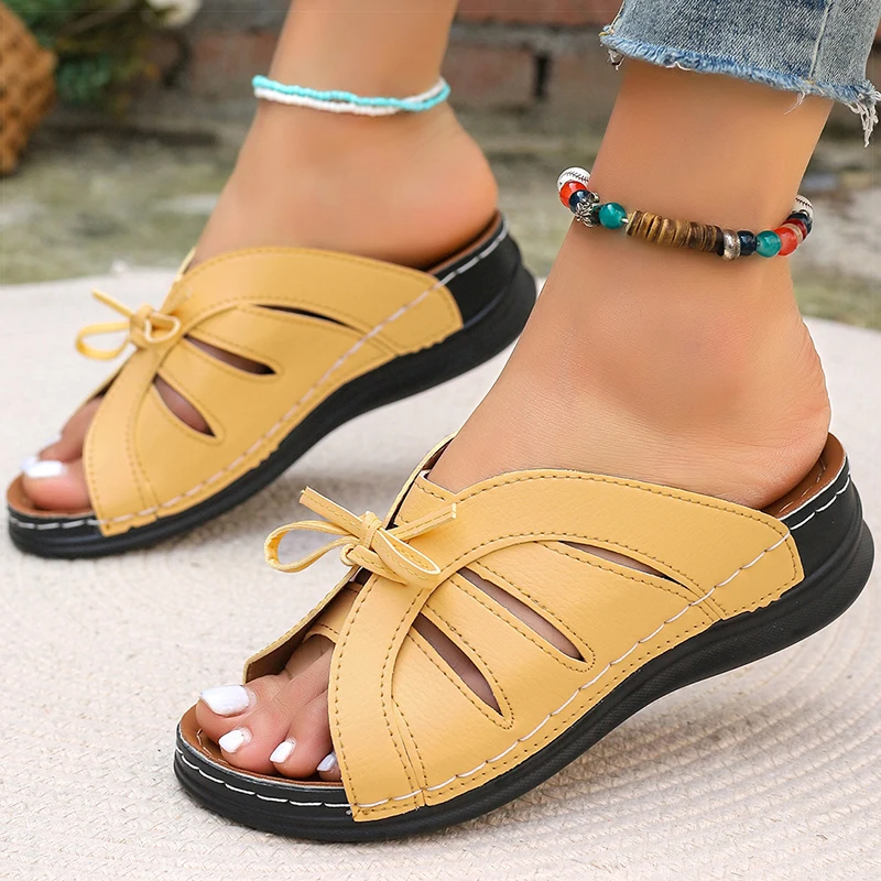 Women's Sandals Sweet Wedges Heels Sandals Woman Summer Shoes 2025 Summer Sandals With Heeled Slippers Summer Footwear Women