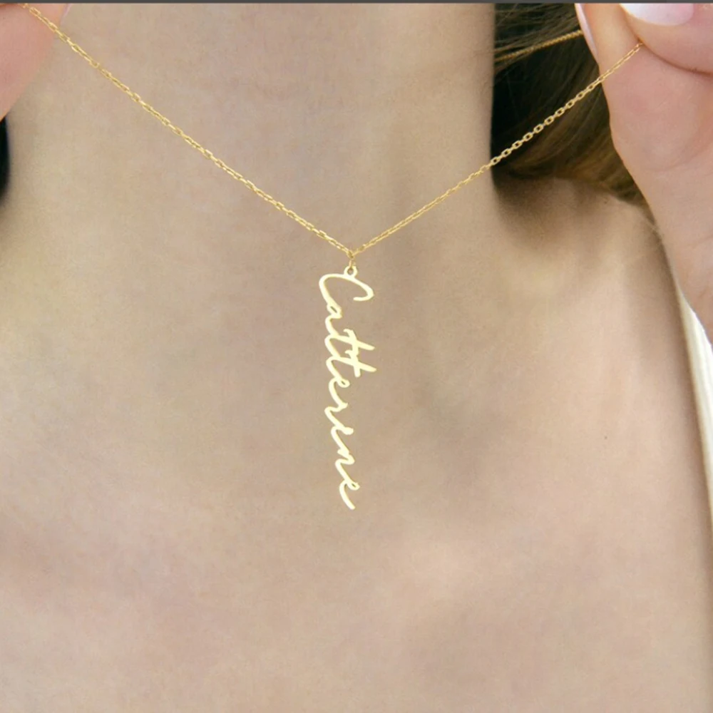 

Name Necklace Personalized Vertical Name Necklace Name Necklace Vertical Name Necklace Gift for Mom and Her