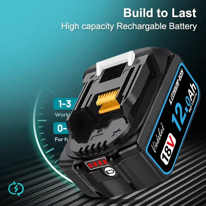 ✈️12Ah Rechargeable Li-ion Battery, for Makita 18V, Durable Replacement for 18V