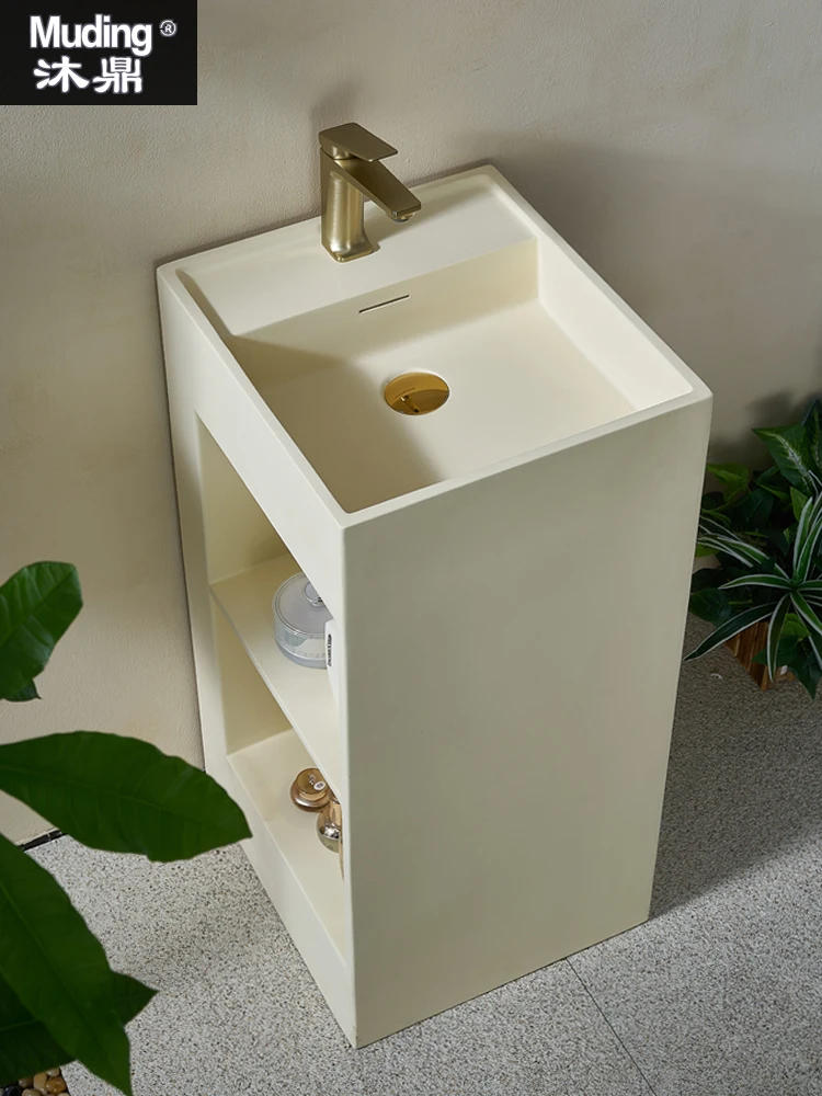 

Artificial stone column basin integrated floor-type washbasin receives column-type washbasin.