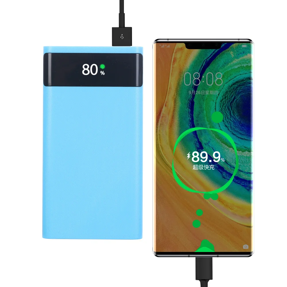 DIY 6*18650 파워뱅크 배터리 박스 홀더 듀얼 USB 타입 C 마이크로 22.5W 고속 충전 케이스 LED 라이트 포함 18650 배터리 케이스