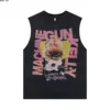 Summer Europe and The United States Retro Wash To Do Old Rock Hip Hop Round Collar Vest Printed Loose Vest Men's Cotton Casual 6
