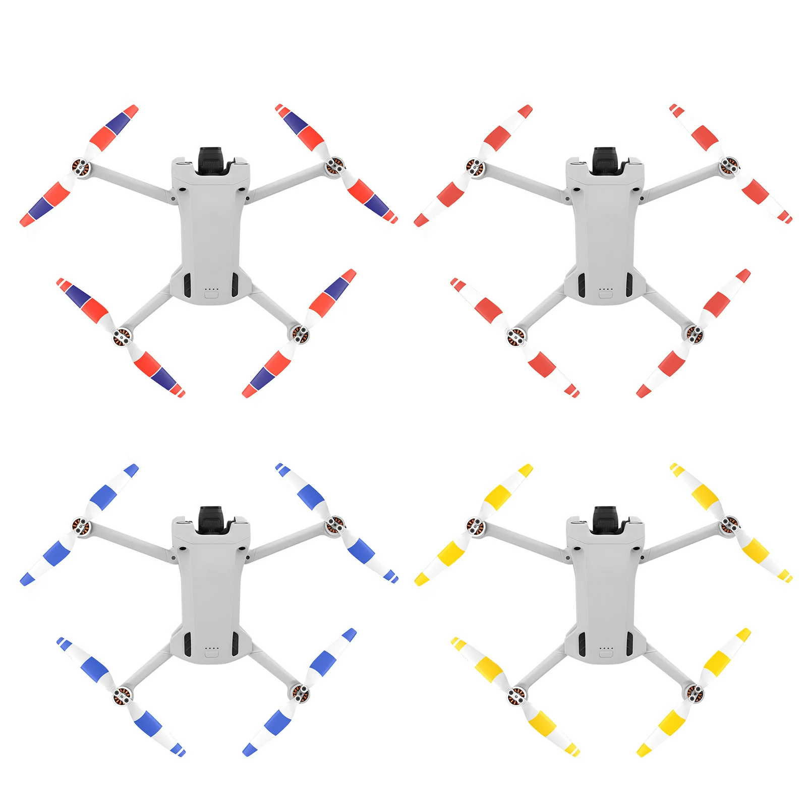 Hélice de rechange pour drone DJI de couleur bleue posée sur fond blanc
