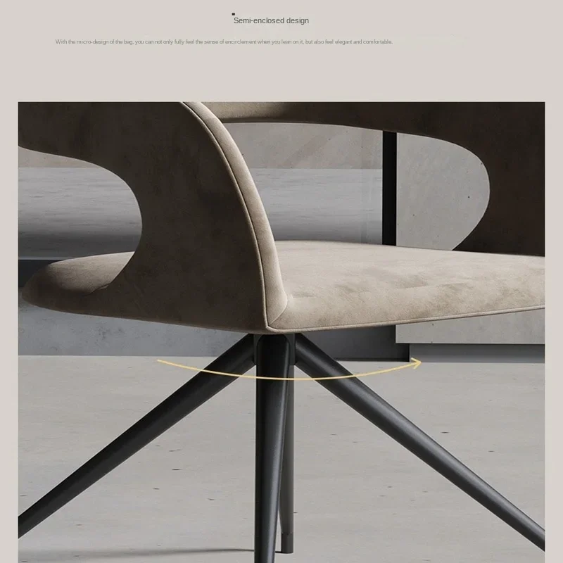 Italian minimalist restaurant rotary dining chair household luxury leisure chair senior office negotiation desk back