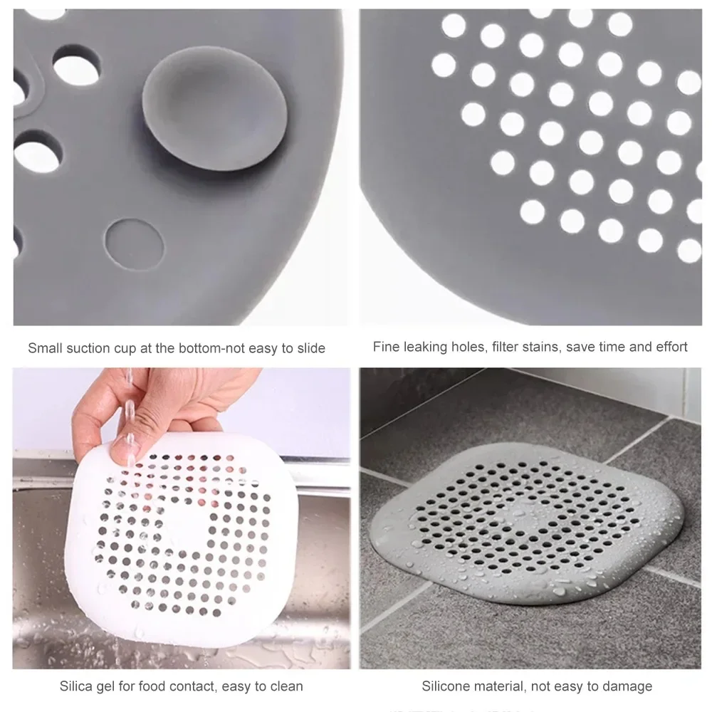 Sink Filter Shower Drain Catcher Hair Drain Catcher Sink Strainer Hair Drain Filter Floor Drain Hair Filter Floor Drain Hair Catcher Drain Hair Catcher Hair Filter Sink Anti-blocking Strainer Bathtub Shower Floor Drain Stopper Silicone Kitchen Deodorant Plug Bathroom Accessories