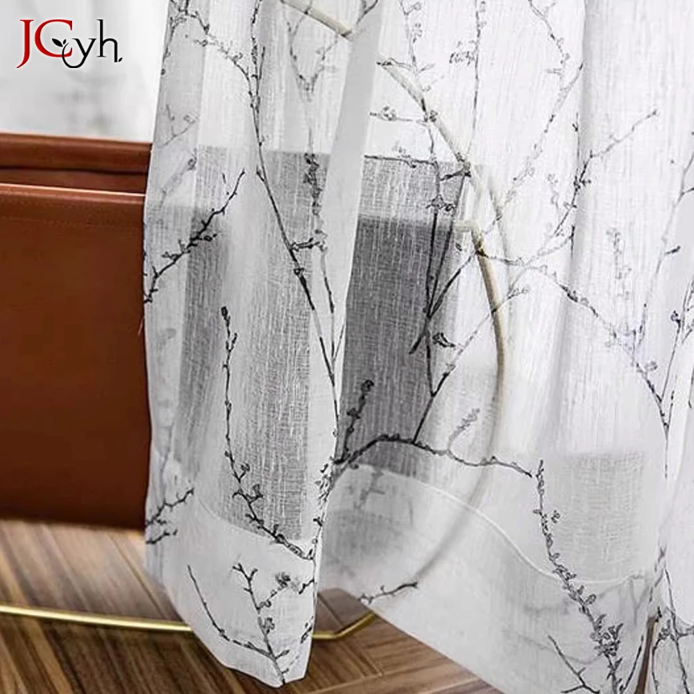 Living Room Voile Curtains for Bedroom Kitchen Elegant Sheer Curtain for Kids Rooms Doorways Linen Look Texture Rideau Treatment