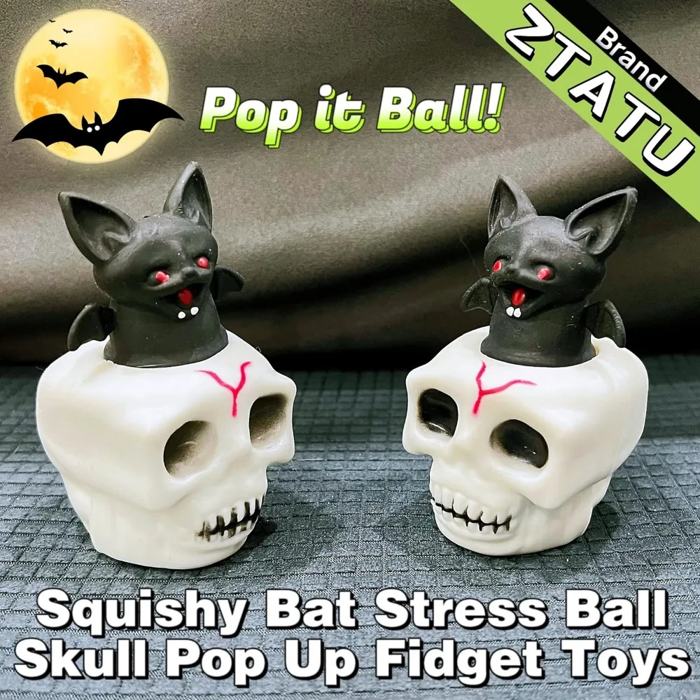 Squishy Halloween Skull Stress Balls Skeleton Squeeze Horror Toy with Relieves Stress Skull Fidget Toy for Chirdren and Adult 6