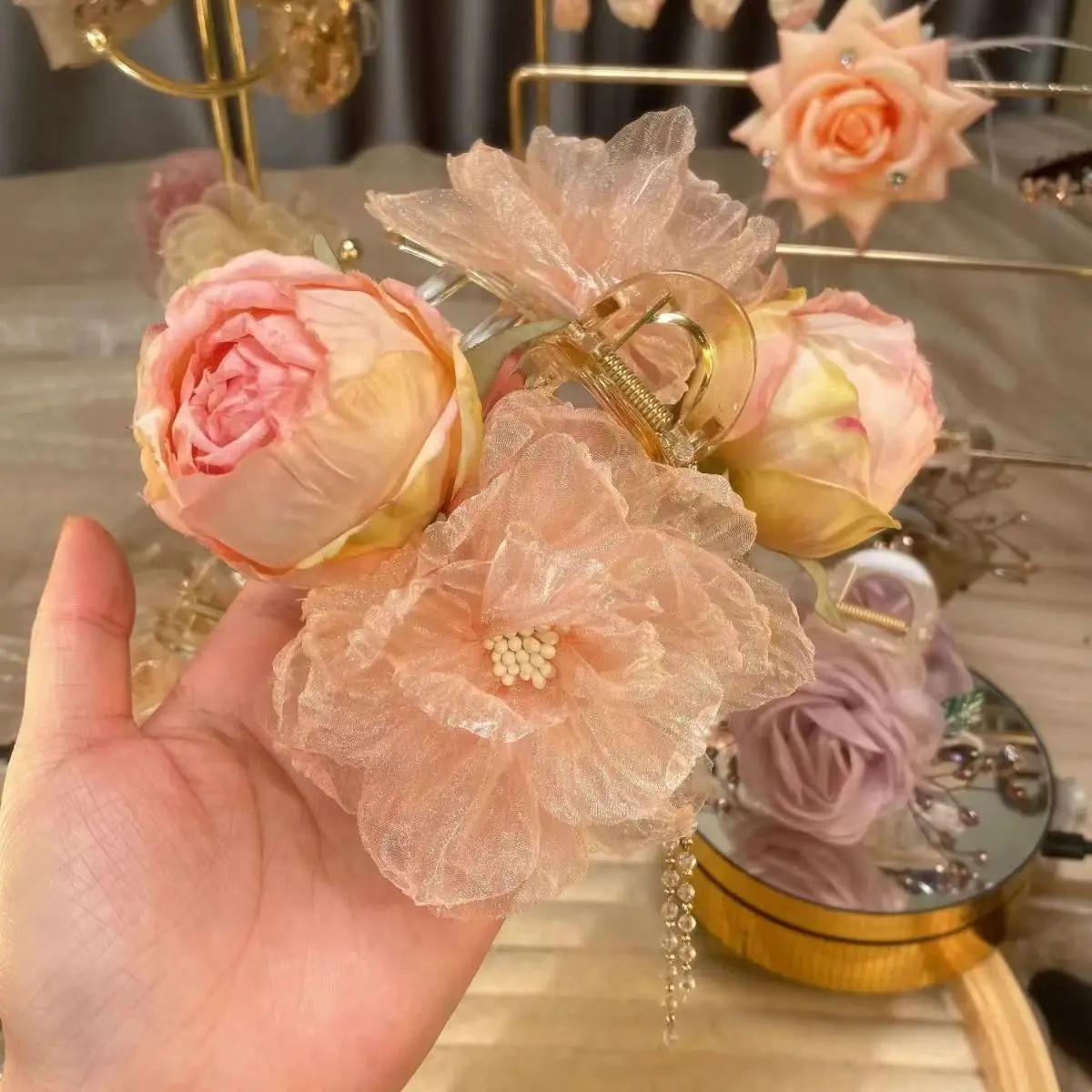 2024 New Women Fancy Flower Beautiful Hair Clip Girls Elegant Temperament  Fairy Korean Style Fashion Hair Claw Headwear