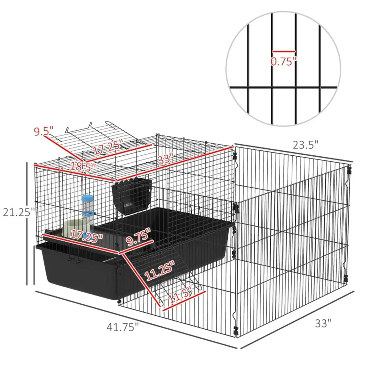Portable Small Animal Playpen Cage for Rabbits, Guinea Pigs, Ferrets & More-Easy Assembly & Safe Enclosure