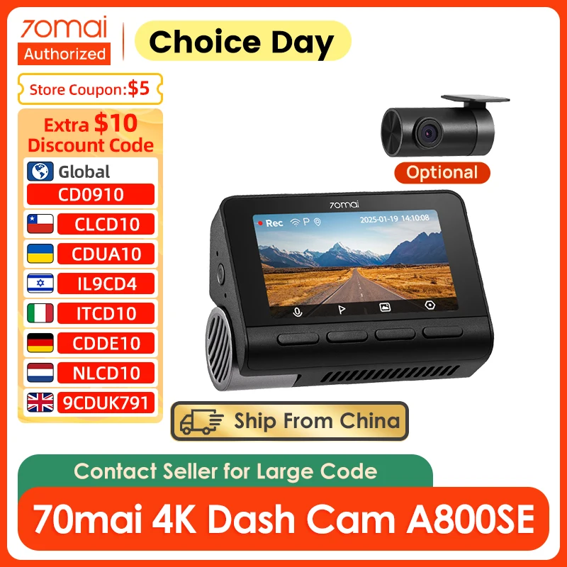 4K画素超強暗視 前後2カメラ 70mai Dash Cam 4k A800SE 4K画素超強暗視 前後2カメラ 70mai Dash Cam 4k A800SE - メルカリ