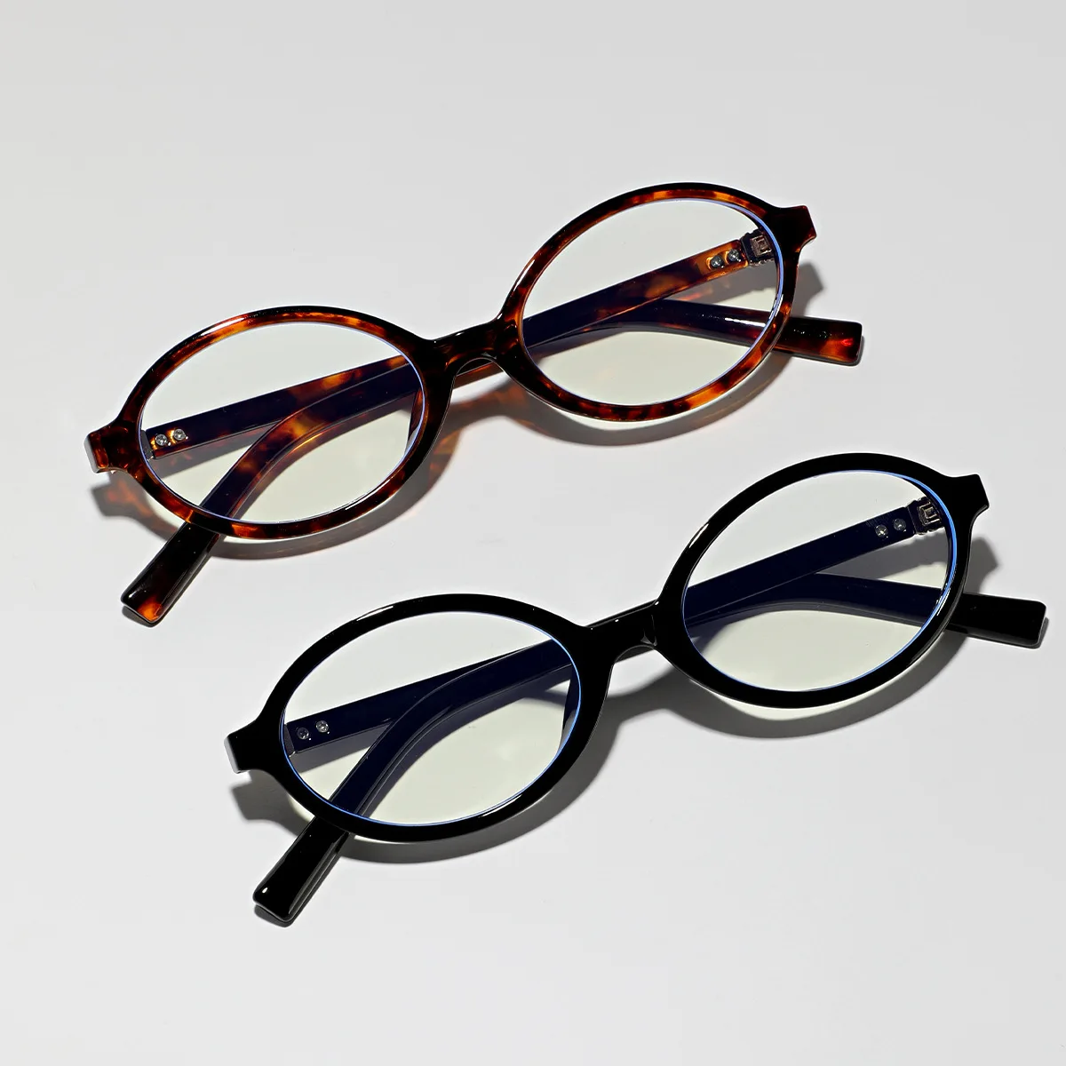 Enhanced Anti-Blue Light Oval Eyeglasses with Replaceable Optical Lenses