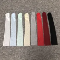 Women Long Sheer Tulle Gloves for Bridal Wedding Accessories Party Transparent Finger Gloves - Image 5