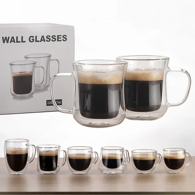 Glass Coffee Mug Double Wall Transparent  400ml Glass Double Wall Coffee  Mug - Glass - Aliexpress