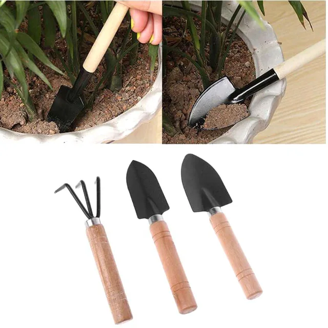 Garden Planter tool Kits DIY flower pot plant nursery Potted tray Shovel Rake for Bonsai Succulents Transplant Seedling sowing 4