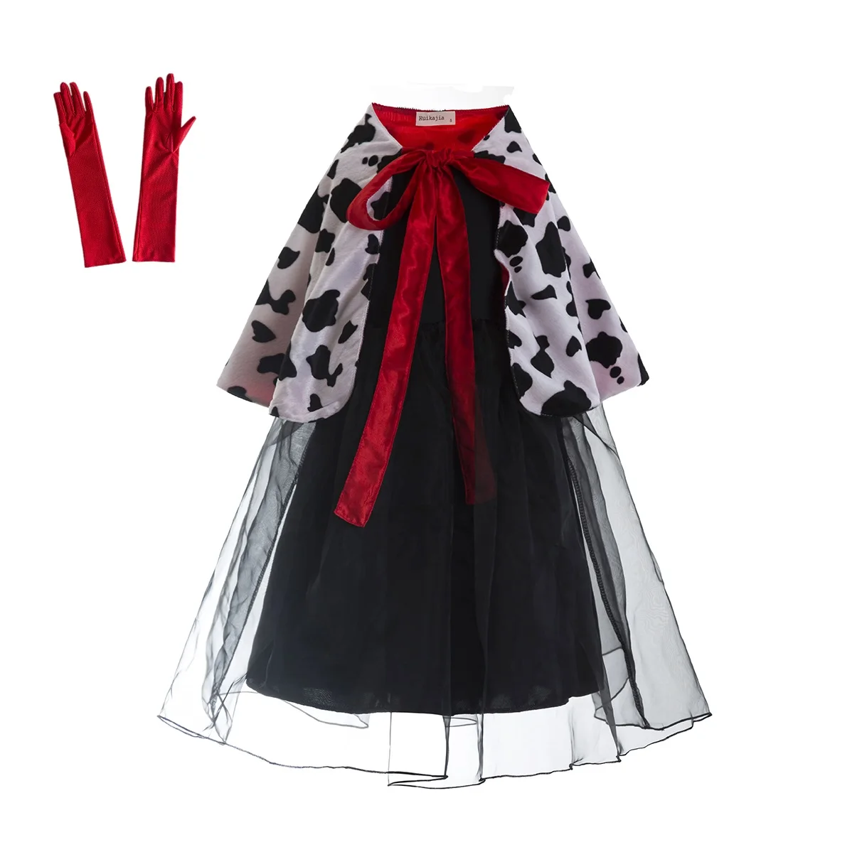 

Восхитительный Костюм Cruella De Vil, платье + накидка + перчатки