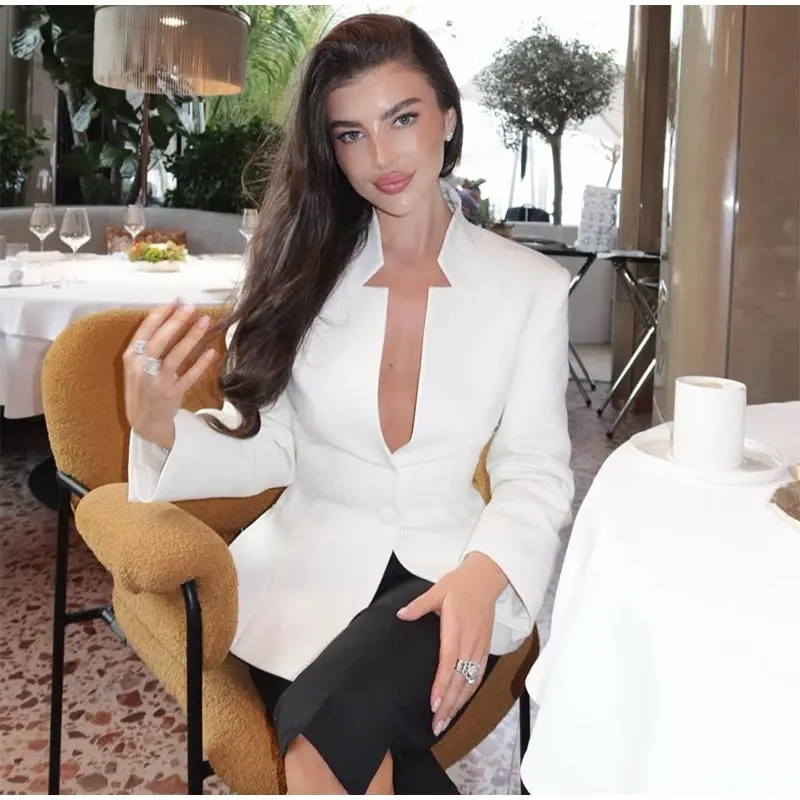 Solid Color Lace Patchwork Stand Collar Blazer Long Sleeve Single Breasted 2026 Spring Women Jacket Trendy Chic Lady Suit Coats 73 Se5af44140b894f38a76a3aaa7ea28945a