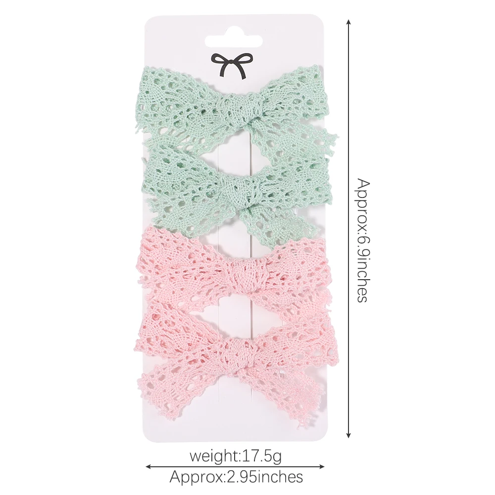 4Pcs/Set Sweet Lace Bowknot Hair Clips for Girls Newborn Boutique Bows Hairpins Barrettes Headwear Baby Hair Accessories Gift 5