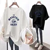 Summer New T-Shirt Female Short-Sleeved Maternity Wear New Love Cotton Mid-Length Loose Maternity T-Shirt Sweater Maternity Tops 1