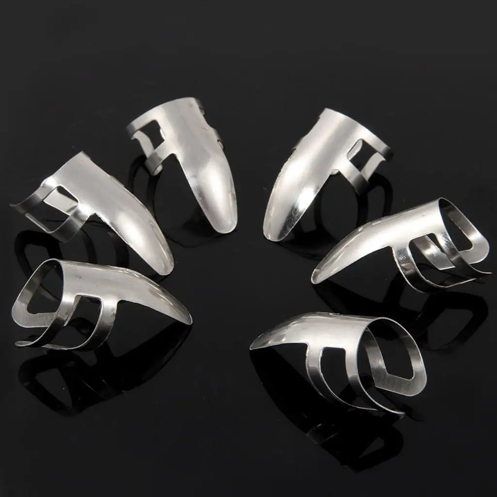 Stainless Steel Plectrums Finger Picks for Guitar Banjo Ukulele Pack of 6
