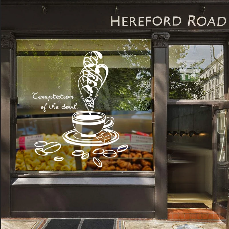 Coffee Shop Sticker Bean Milk tea Decal Cafe Cup Poster Vinyl Art Wall Decor Mural Decoration Break Bread Coffee Glass Decals