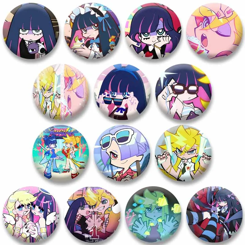 6er Set Panty & Stocking Anstecker - 58mm Anime Abzeichen Für Cosplay
