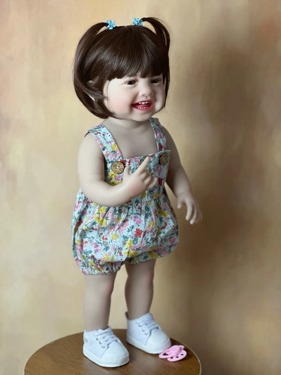 BZDOLL New Face 55 CM Mila Realistic Reborn Baby Can Stand Girl Full Silicone Body Doll Princess Toddler Bebe Birthday Gift 4