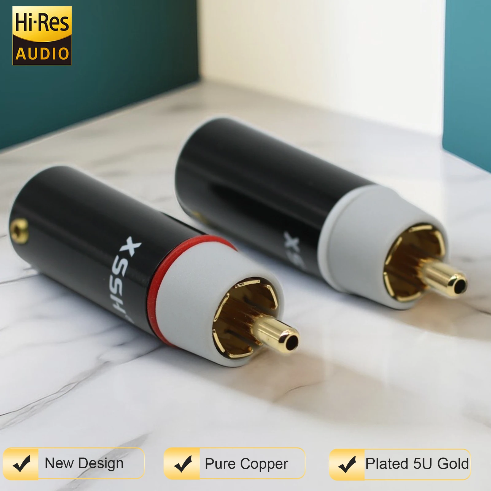4 stücke Reines Kupfer Überzogene 5U Gold RCA Hifi XSSH Langlebig & Klar Sound Heimkino Hi-Fi Systeme auto Audio Stecker Stecker Jack – Detail 5
