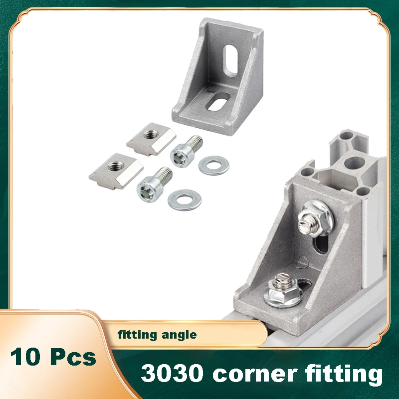 

10 Pcs 3030 corner fitting angle aluminum connector Set 10 Pcs 3030 Corner Bracket 20 Pcs M6 T-slot Nuts and M6 Hex Socket Cap