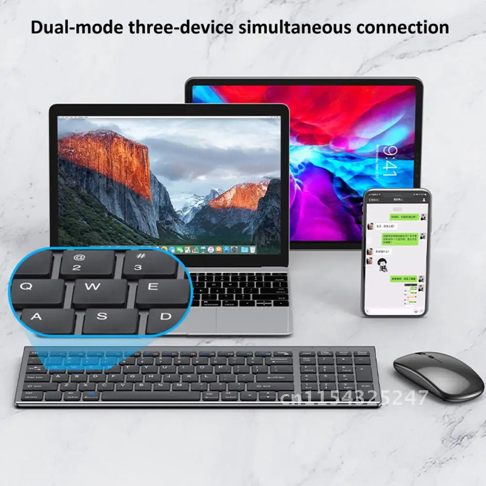 

Беспроводная клавиатура и мышь Combo 2,4G Bluetooth 5,0 Мини мультимедийная клавиатура мышь Набор для ноутбука ПК ТВ iPad Macbook Android