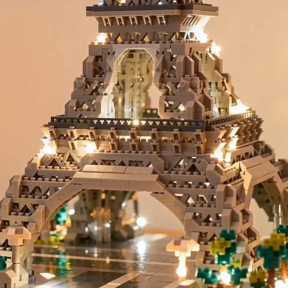 Ensemble de micro-blocs de construction Knew Built Exquisite Paris Tour Eiffel : illuminée par LED, cadeau parfait_voghion.com