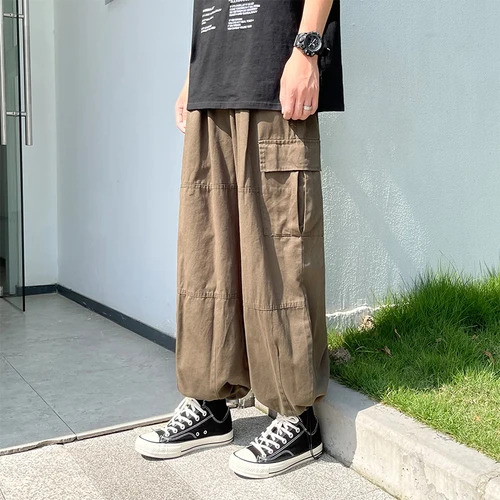 

Casual Pants Men Loose Cargo Trousers Elastic Waist Oversize M-3XL Joggers Style Harajuku Vintage Spring Daily Teens Chic