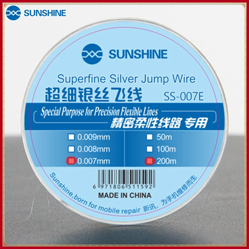 

SUNSHINE SS-007E 0.007mm 0.009mm Ultra-fine Silver Wire Fly Line Flexible Circuit Dedicated Superfine Silver Jump Wire Line