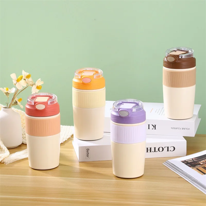 

320ml/500ml 316 stainless steel thermos cup simple flip cover a double-drink coffee cup high-value portable gift cup