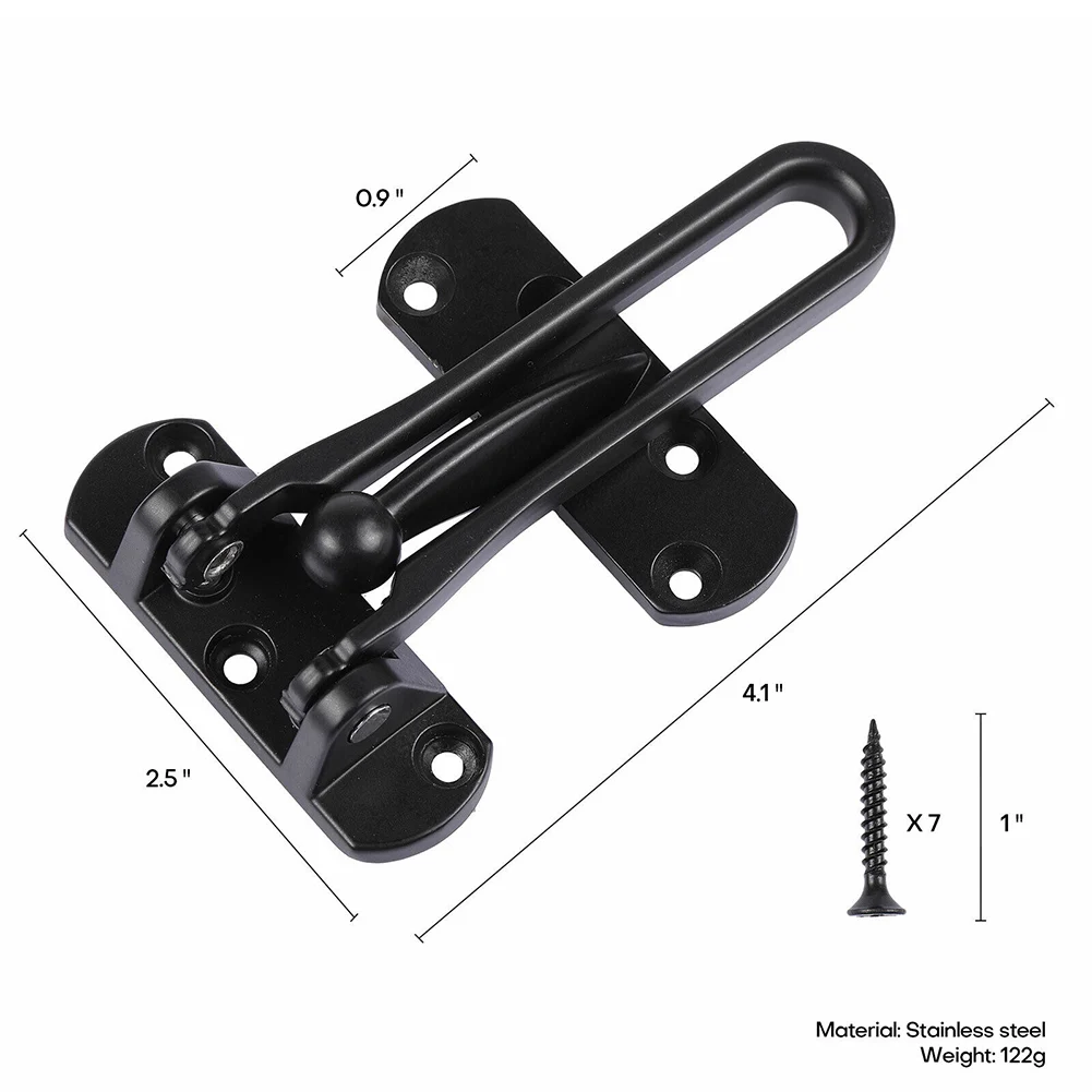 Door Lock Insurance Door Bolt Anti-Theft Room Bar Door Buckle Lock Stainless Steel Safety Chain Bedroom Kids Room Bar Lock
