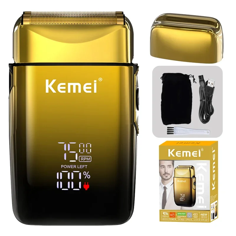 Kemei 75 RPM Electric Shaver Professional Hair Razor Rechargeable Beard Trimmer Shaving Cutting Machine For Men_voghion.com