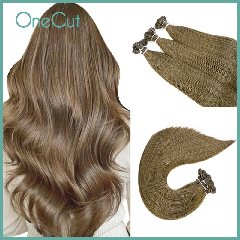 Flat Tip Hair Extensions Remy 100% Human Hairpieces Straight Keratin Tip For Salon Pre Bonded Hairwigs
