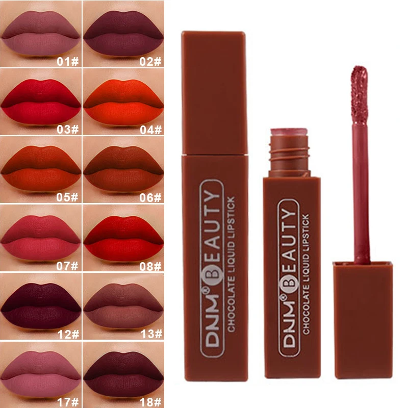 12 Colors Chocolate Lip Gloss Velvet Matte Liquid Lipstick Waterproof