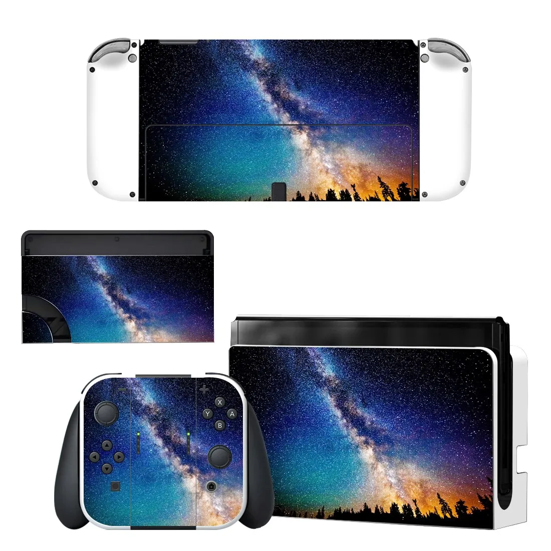 Full Body Protective Cover Skin Art Decals Compatible Nintendo Switch Oled Game Console Controller Decor 1set Starry Sticker 