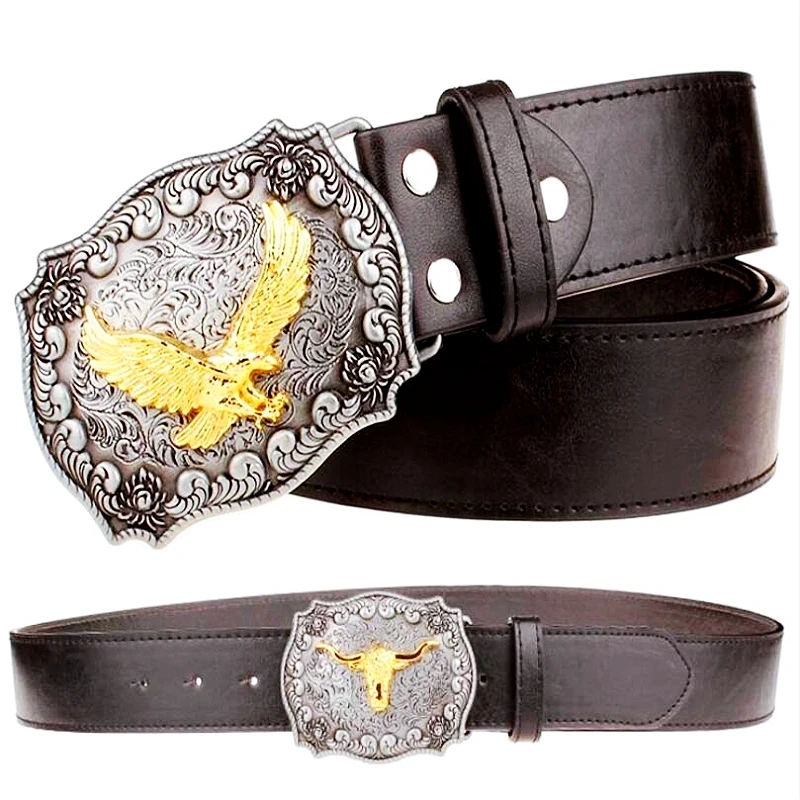 Mannen Riem Mannen Cowboy Riem Stier Gesp Koeienhuid Lederen Mannen Riem Mannen Cowboy Riem Stier Gesp Koeienhuid Lederen