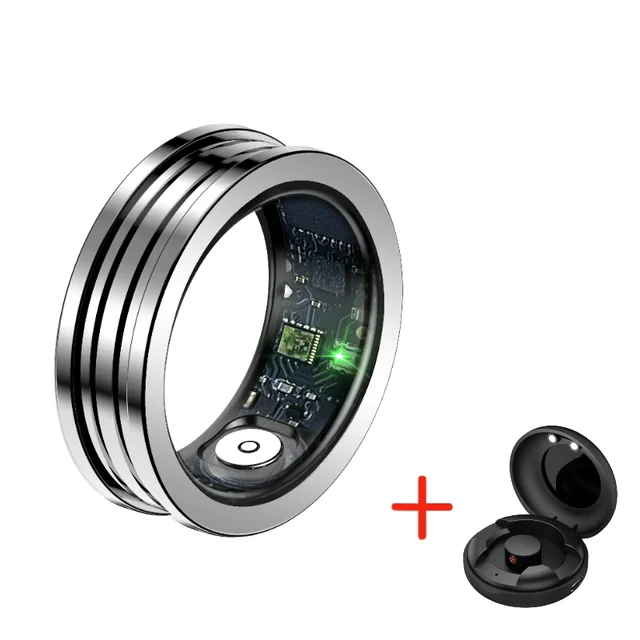 Men's Stripes smart ring, sleep and heart rate tracker,long battery life, compatible with iphone/Android women's smart rings 8