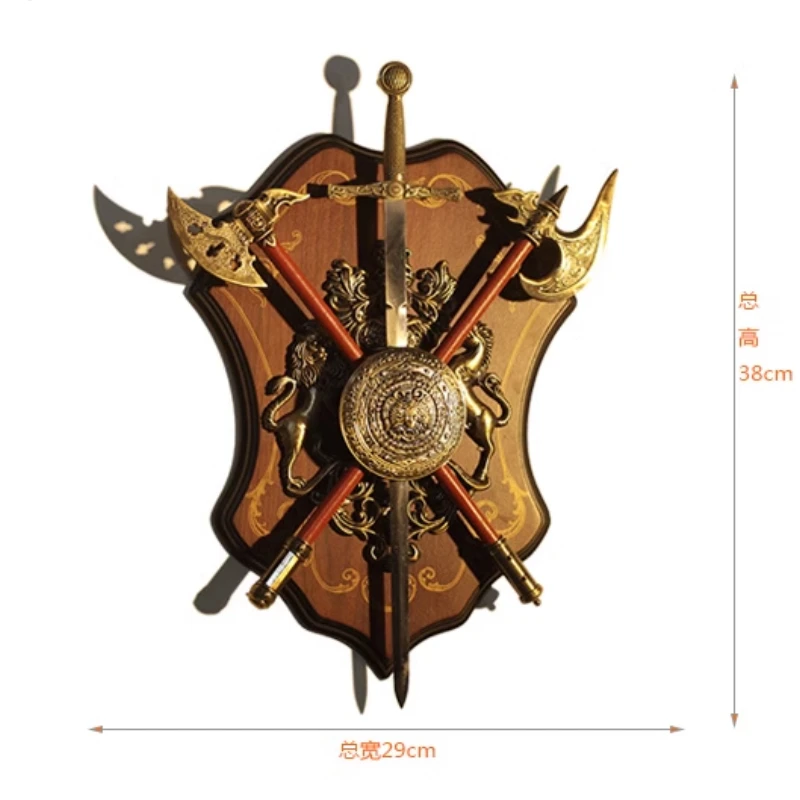 Medieval Wall Decorations Ancient Roman Sparta Shield Sword Wall Stickers Shield with Armor Ornament Crafts KTV Bar Hanging
