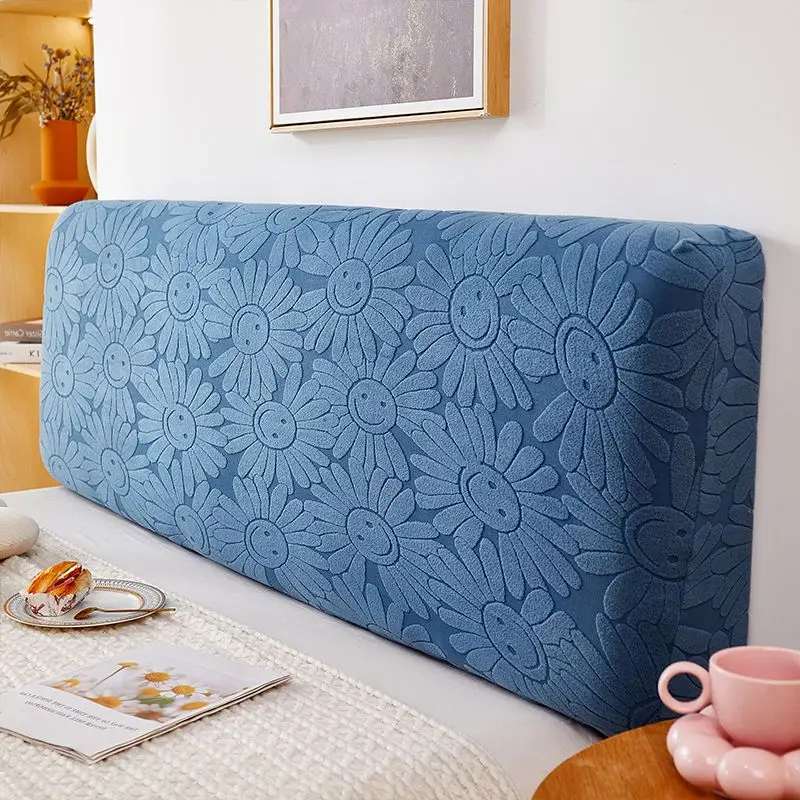 Jacquard Soft All-inclusive Headboard Cover Solid Color High Elastic Bed Head Cover King Queen Size Removable Backrest
