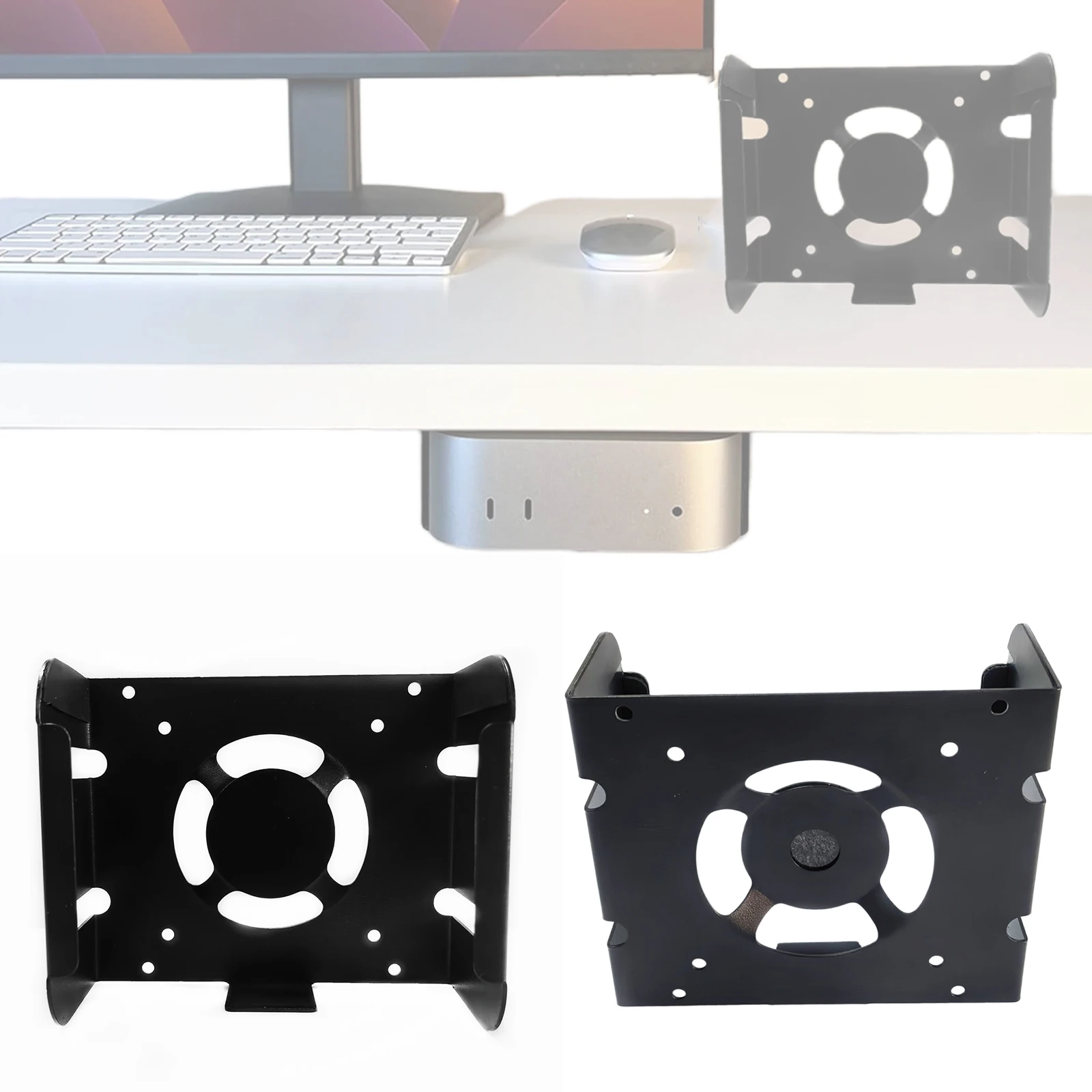 Mac Mini M4/M4Pro 2024용 책상 아래 스탠드, 벽걸이 브래킷, 공간 절약형 디자인, Mac Mini M4 컴퓨터 액세서리에 적합