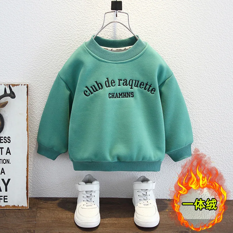 

Autumn Winter Warm Sweatshirts For Boy Hoodies Children's Clothing Warm Tops For Girls Kids Thicken Plus Velvet Hoodies 2-8Year