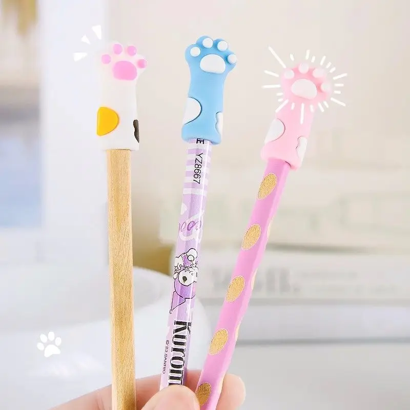 6개 귀여운 고양이 발 모양 뜨개질 바늘 스토퍼 실리콘 보호 캡 DIY 직조 도구 바느질 액세서리