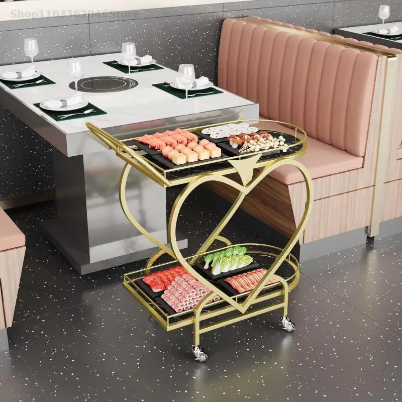 Nordic Mobile Trolley High-end Storage Car Hotel Wine Car Golden Multi-layer Iron Dining Restaurant Delivery