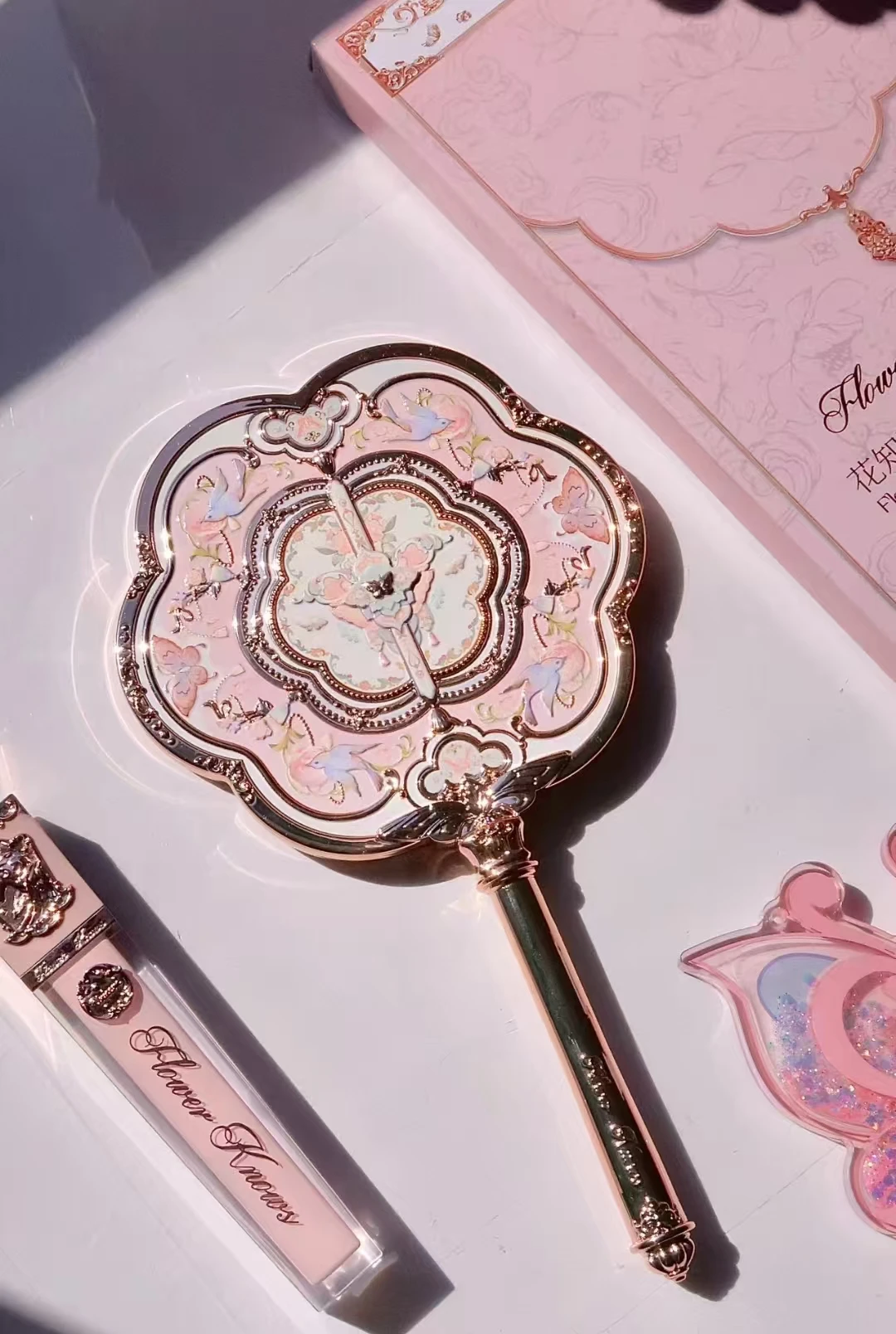 Strawberry Cupid Butterfly Cloud Collection - Portable Aesthetic Makeup Mirror by Flower Knows